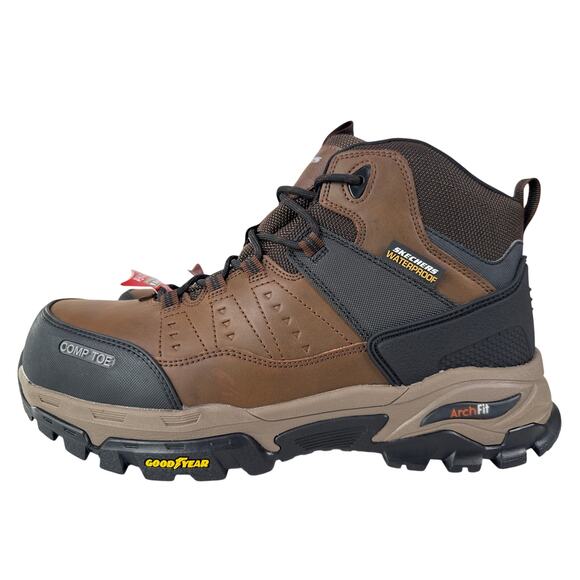 Skechers Tarver Work‎ Boot Composite Toe Mens 10 Brown Leather Waterproof EH main image 10